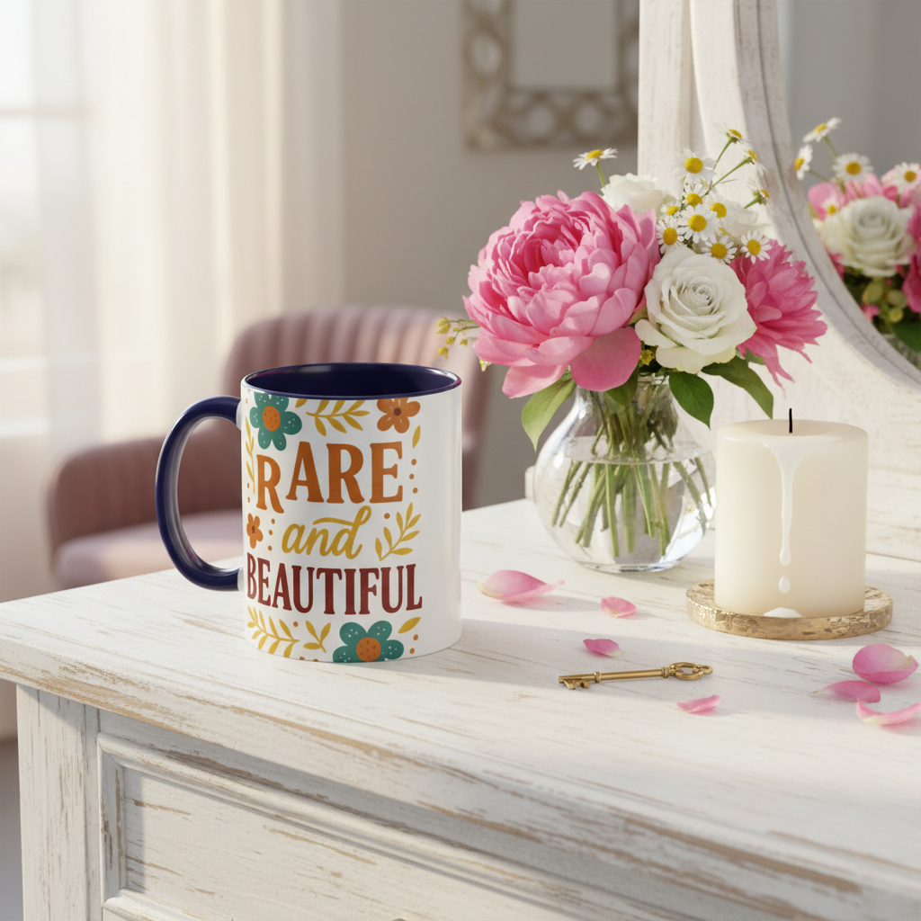 Rare and Beautiful Floral Ceramic Coffee Mug | Inspirational Gift for Her