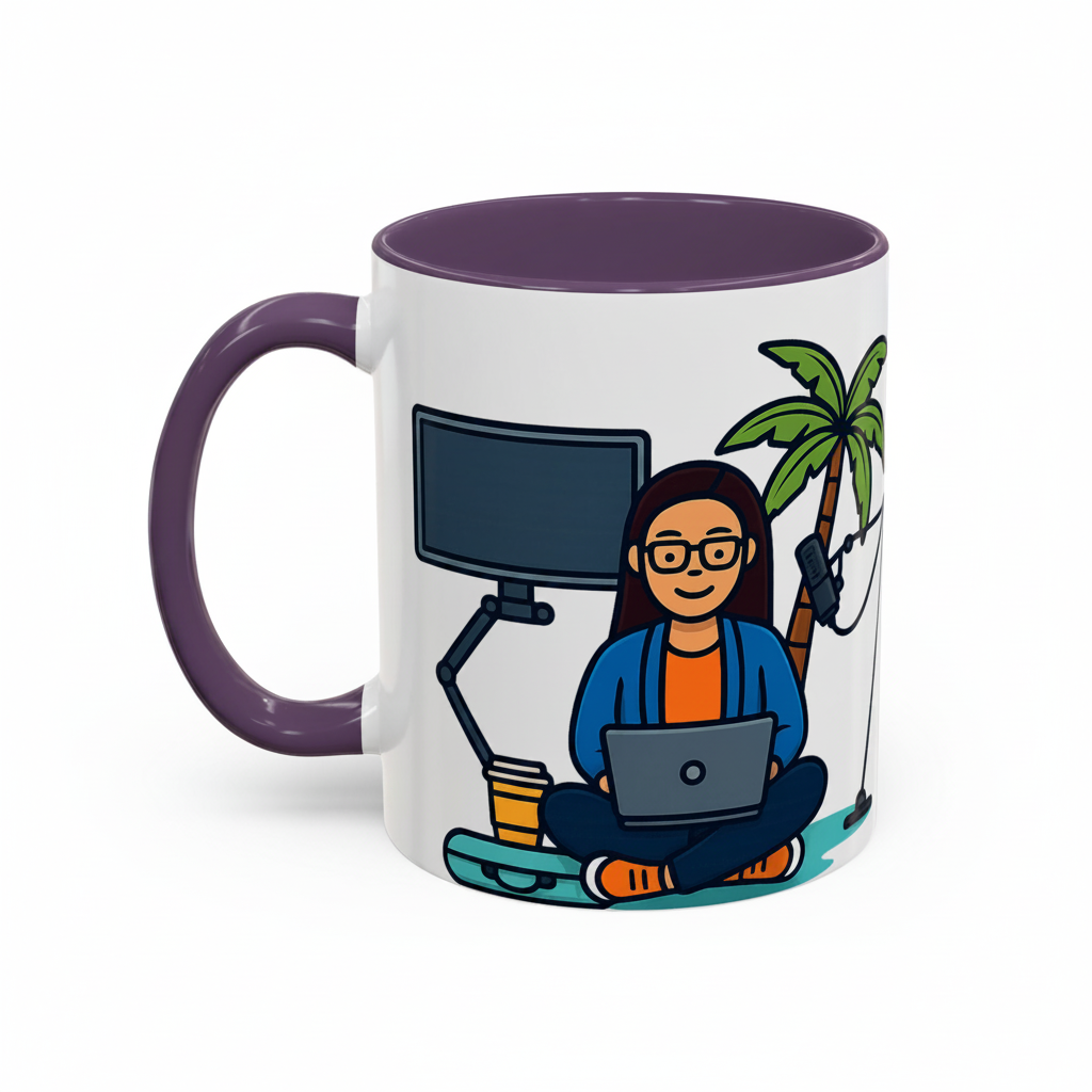 Island Podcast Coffee Mug Tropical Podcaster Illustration Ceramic Accent Mug