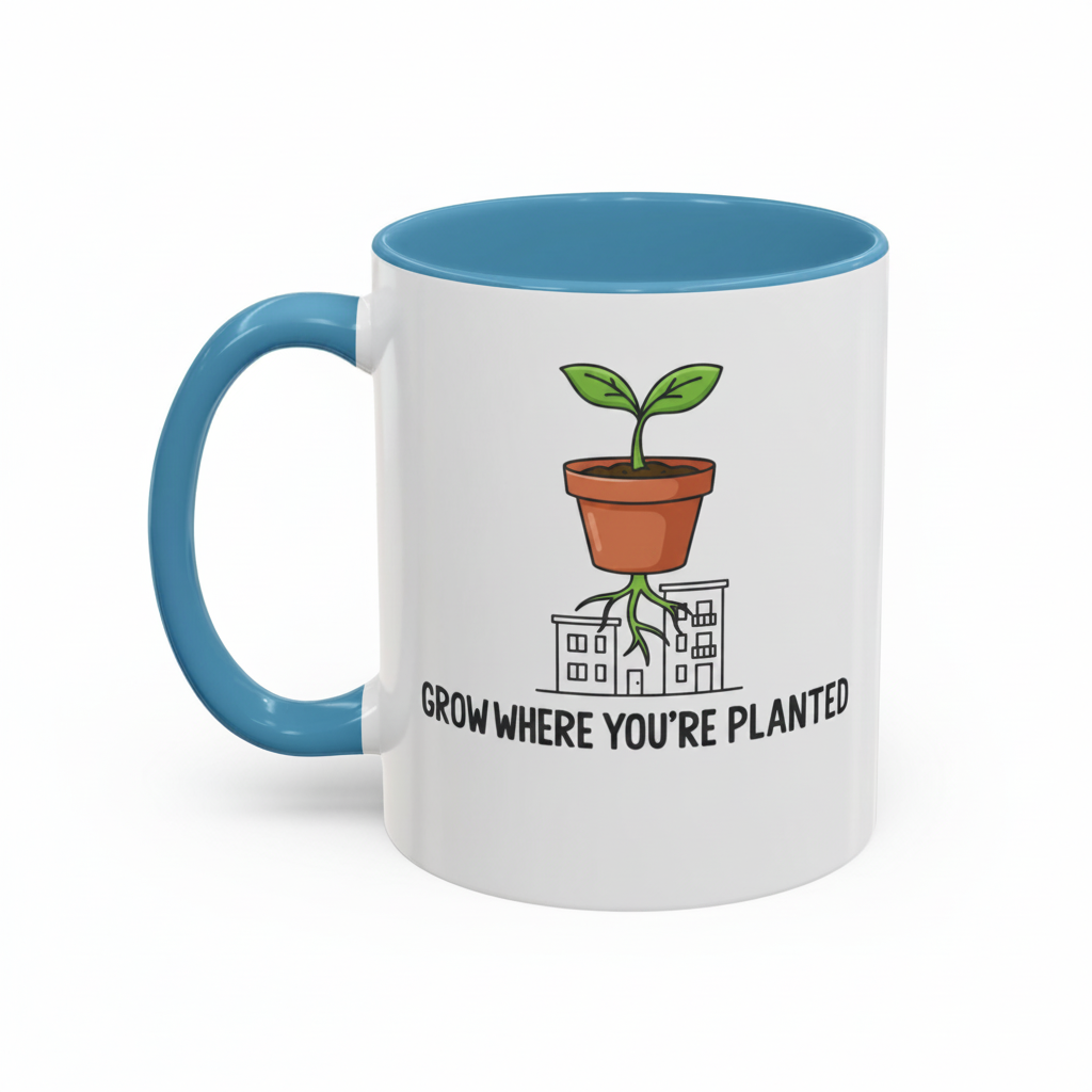 Grow Through It Ceramic Coffee Mug | 11oz Plant Lover Accent Cup