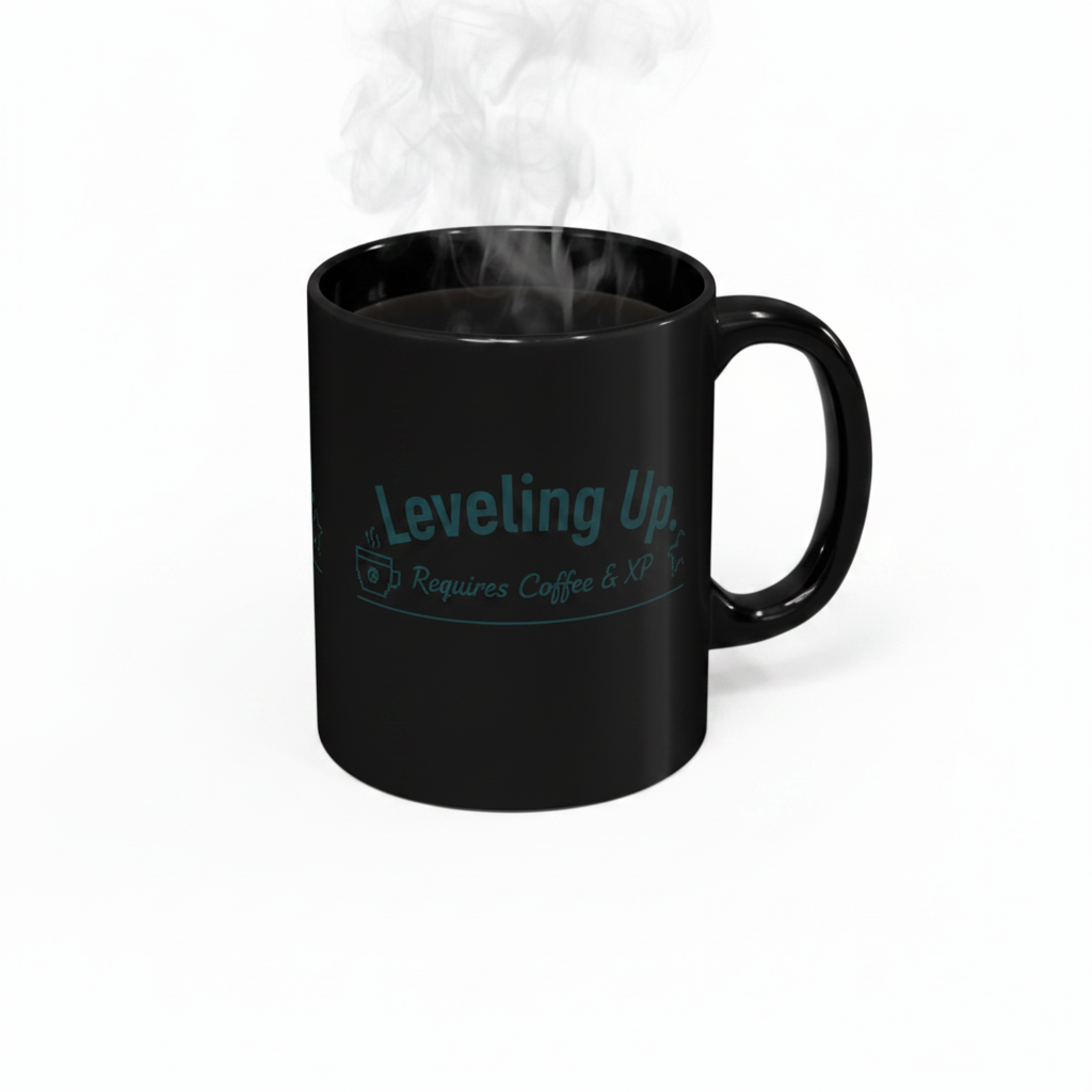 Funny Gaming Black Ceramic Coffee Mug | 15oz Leveling Up Gamer Gift