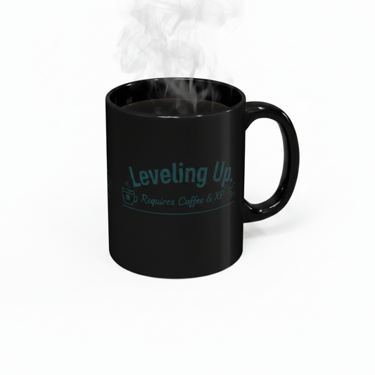 Funny Gaming Black Ceramic Coffee Mug | 15oz Leveling Up Gamer Gift