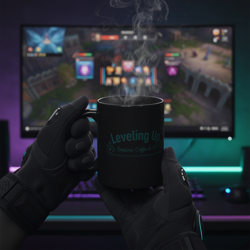 Funny Gaming Black Ceramic Coffee Mug | 15oz Leveling Up Gamer Gift