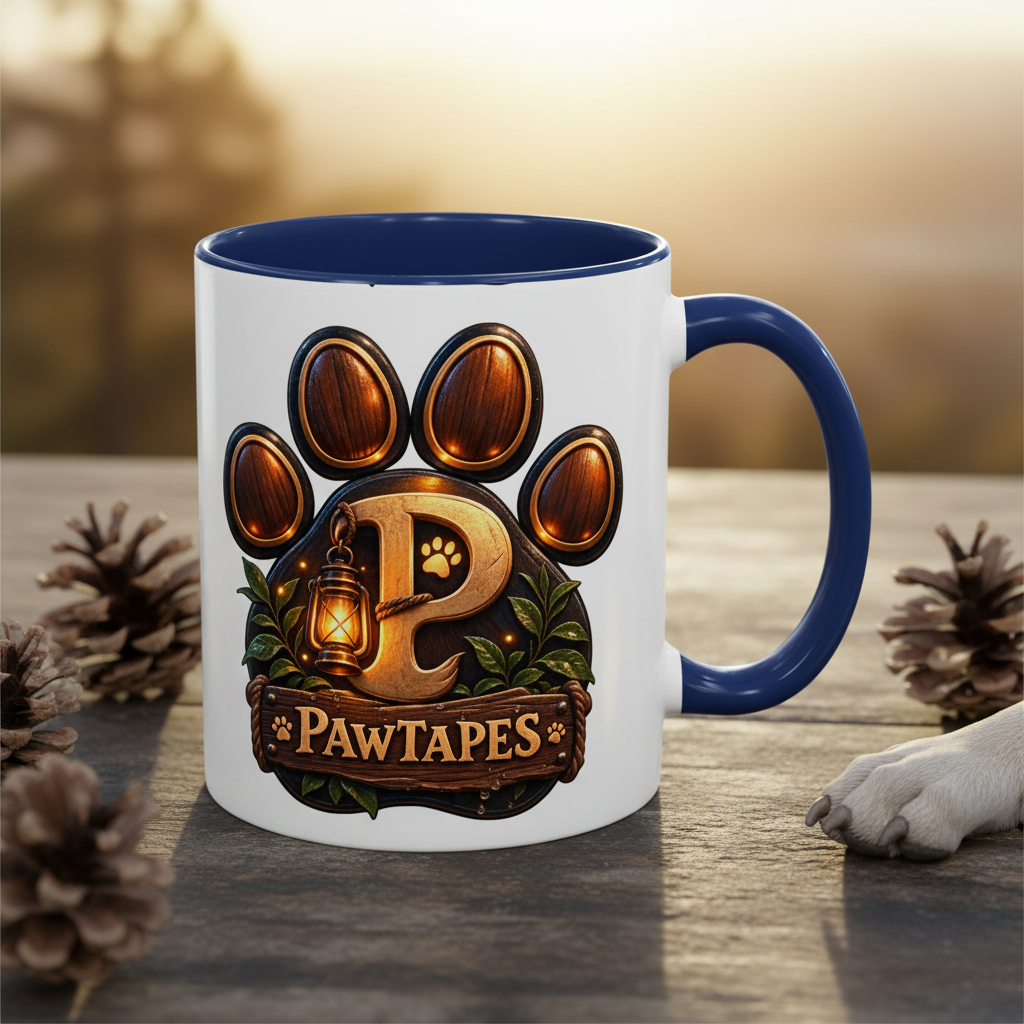 PawTapes Paw Print Accent Mug — Official Channel Merch | 11oz & 15oz