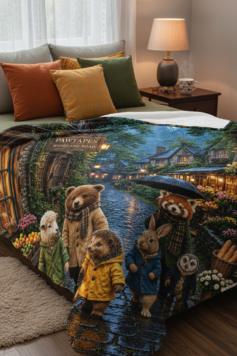 PAWTAPES™ Woodland Road Cozy Animal Plush Blanket