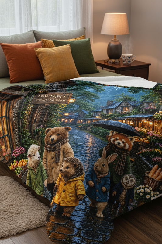 PAWTAPES™ Woodland Road Cozy Animal Plush Blanket