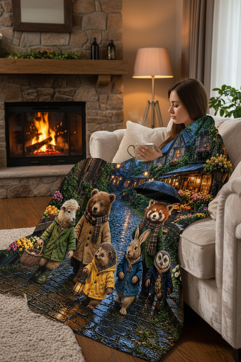 PAWTAPES™ Woodland Road Cozy Animal Plush Blanket