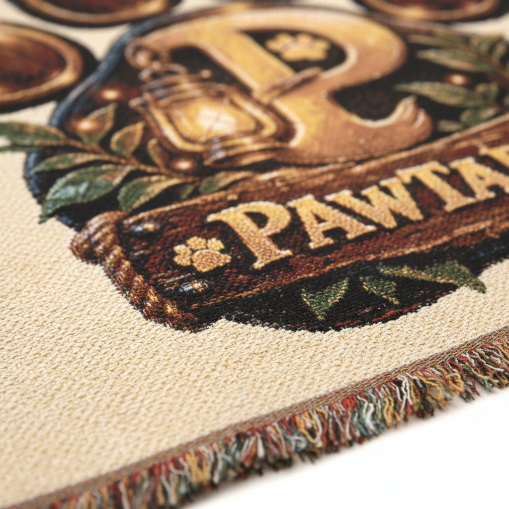 PawTapes™ Logo Woven Blanket — Cozy Throw for Pet & Nature Lovers