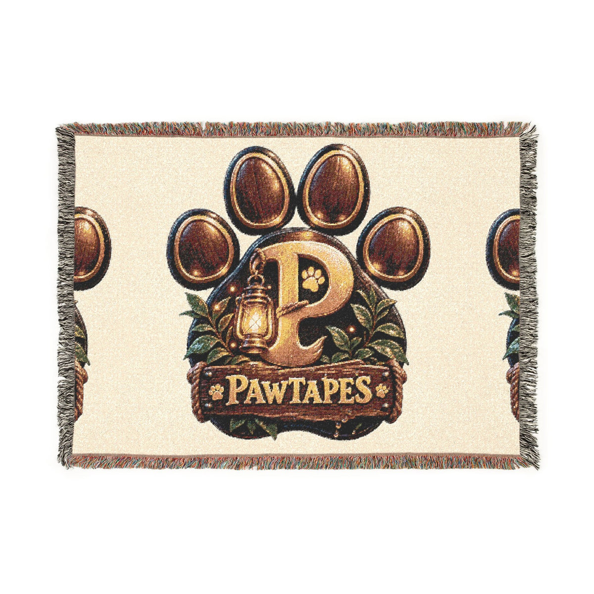 PawTapes™ Logo Woven Blanket — Cozy Throw for Pet & Nature Lovers