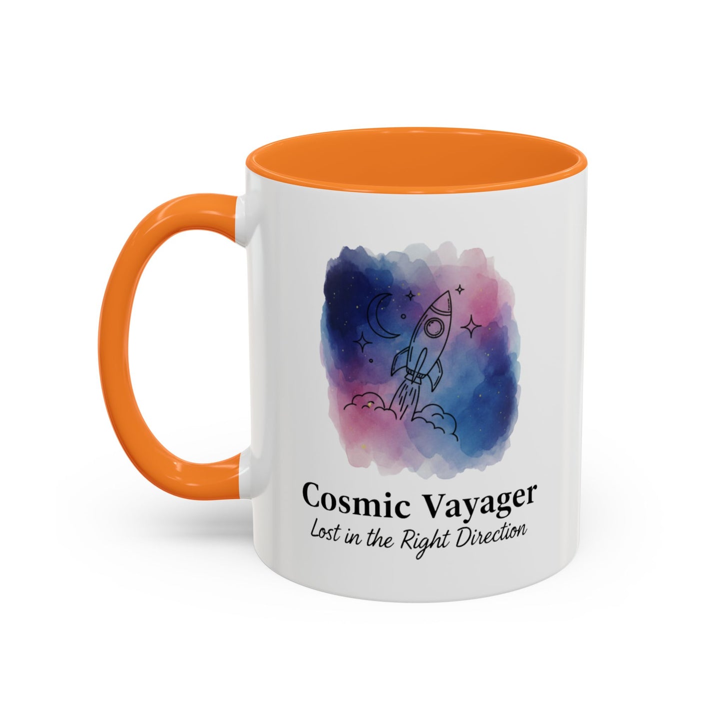Cosmic Voyager Ceramic Coffee Mug – Space Rocket Art
