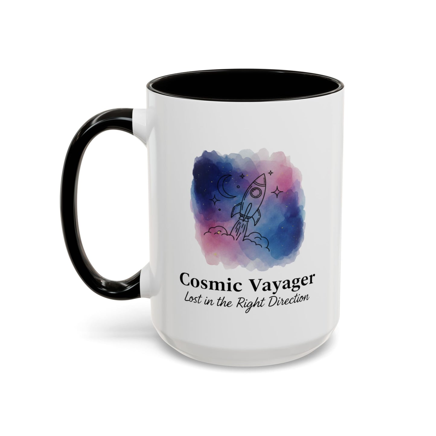 Cosmic Voyager Ceramic Coffee Mug – Space Rocket Art