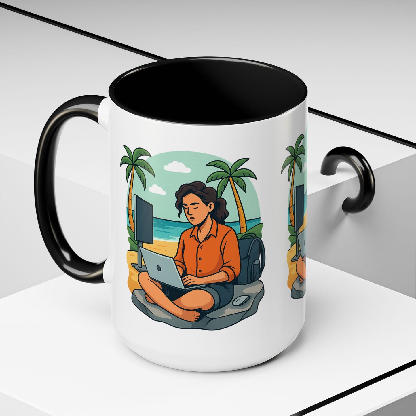 “Be Beautiful” Black-Trim Ceramic Coffee Mug