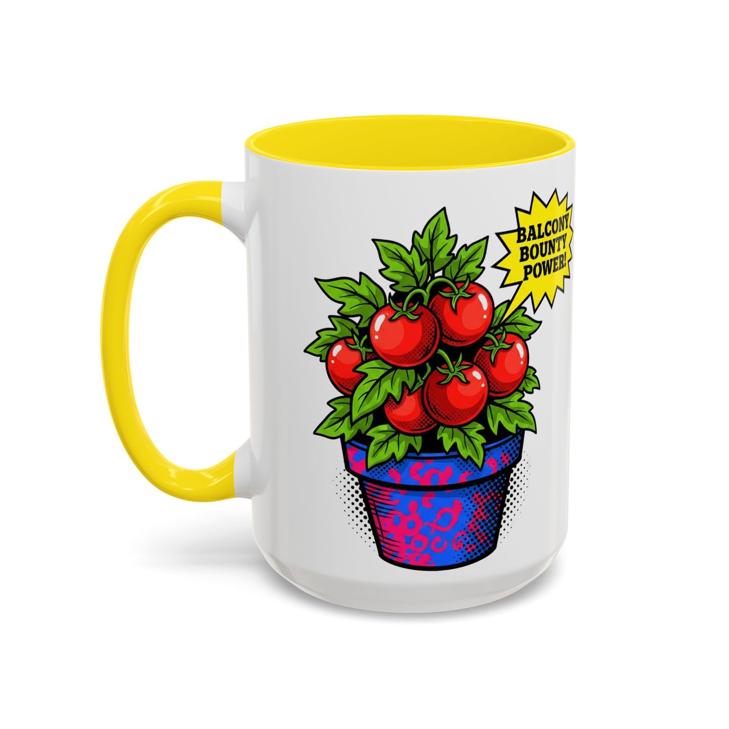 “Balcony Bounty Power!” Coffee Mug – Tomato Plant Garden Accent Mug