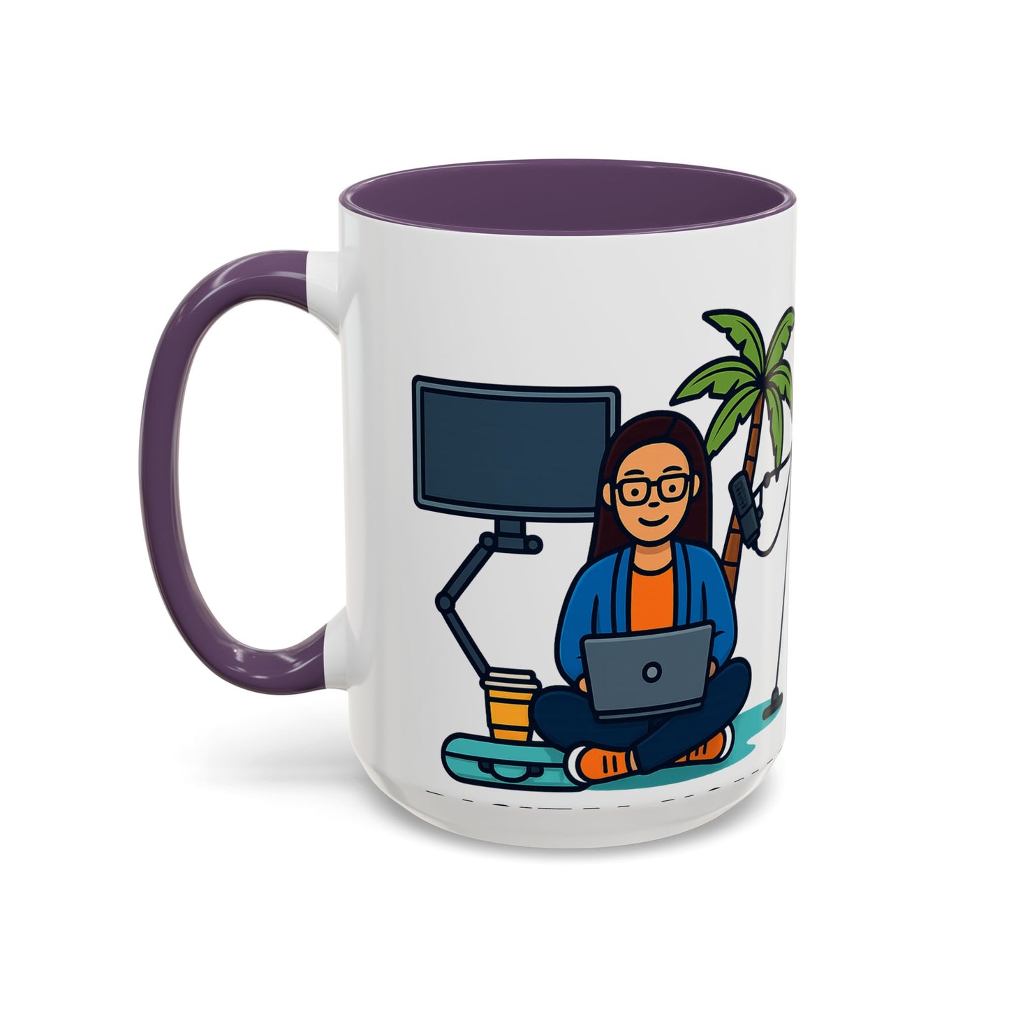Island Podcast Coffee Mug Tropical Podcaster Illustration Ceramic Accent Mug