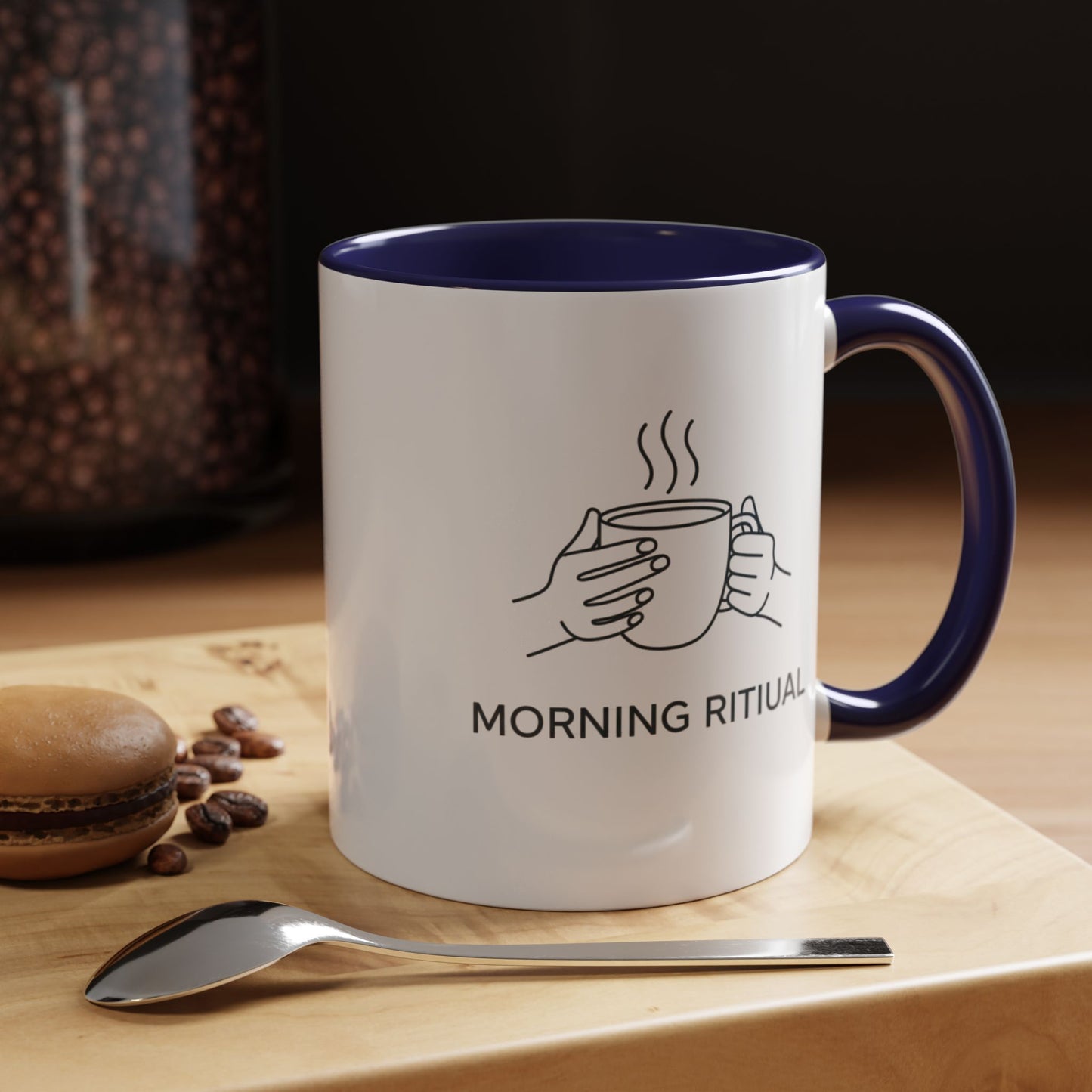 “Morning Ritual” Ceramic Coffee Mug, 11oz Accent Cup