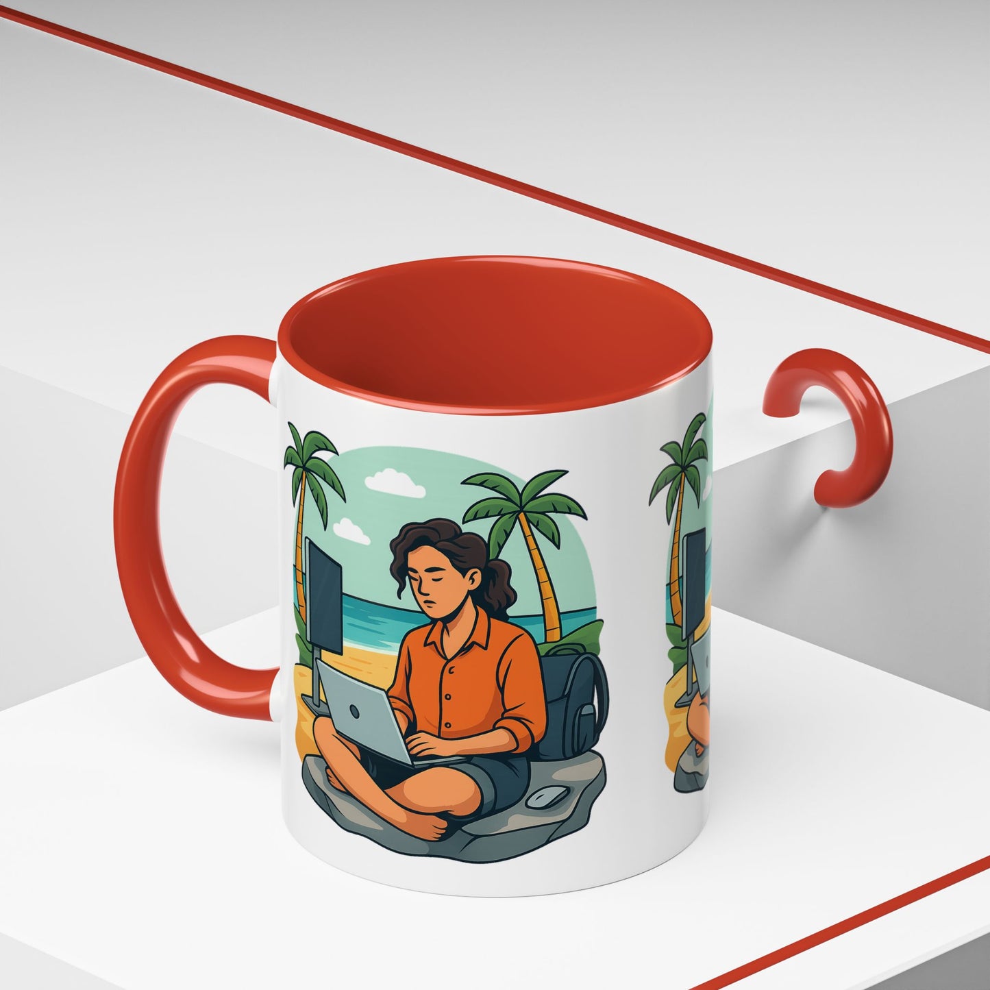 “Be Beautiful” Black-Trim Ceramic Coffee Mug