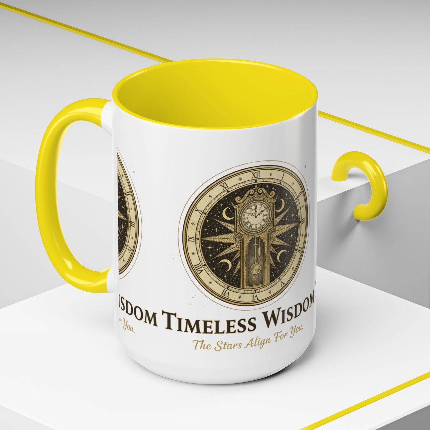 Vintage Celestial Clock Ceramic Coffee Mug | Timeless Wisdom Gift