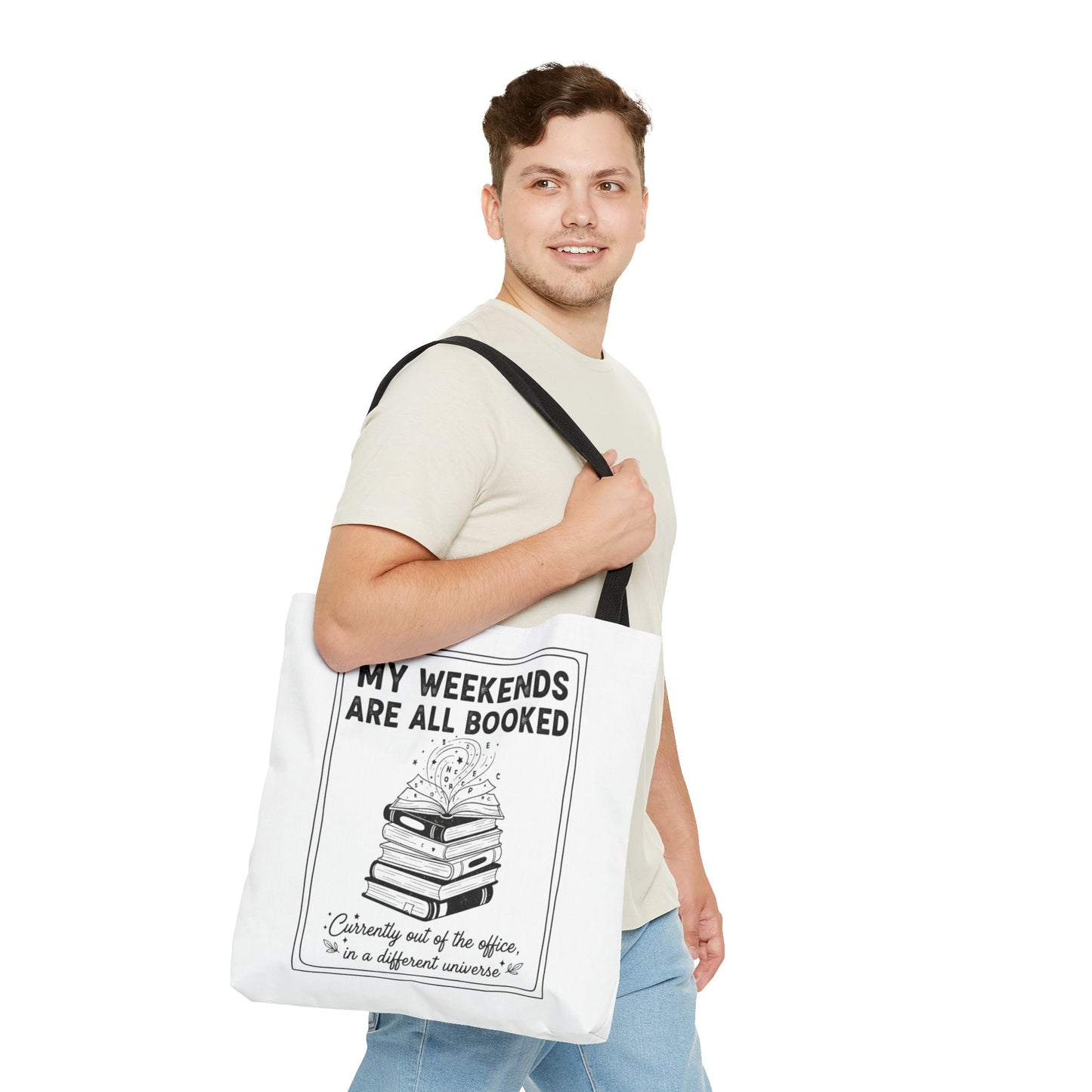 My Weekends Are All Booked Tote Bag | Funny Book Lover Gift | Bibliophile Aesthetic Canvas Bag | Literary Out of Office Tote