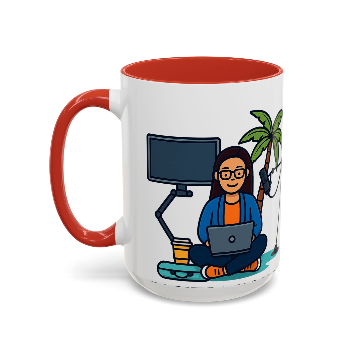 Island Podcast Coffee Mug Tropical Podcaster Illustration Ceramic Accent Mug