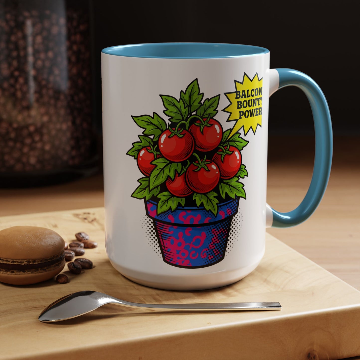 “Balcony Bounty Power!” Coffee Mug – Tomato Plant Garden Accent Mug