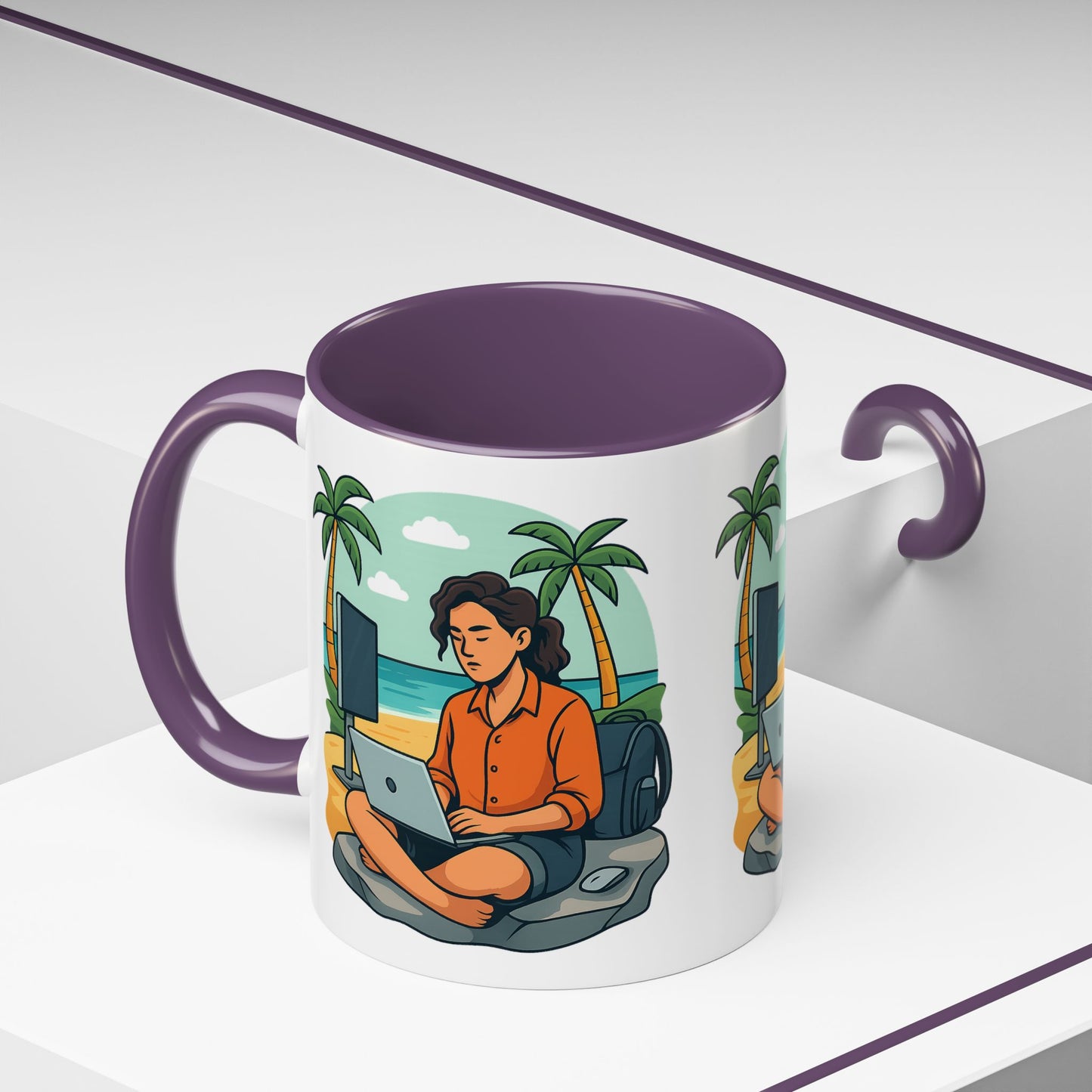 “Be Beautiful” Black-Trim Ceramic Coffee Mug
