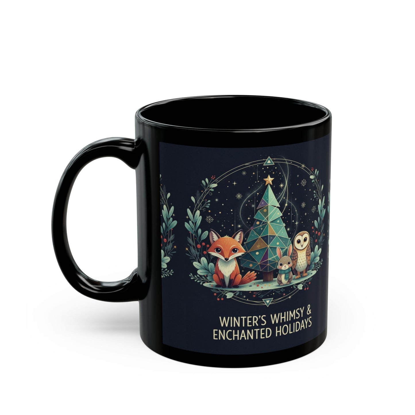 Enchanted Winter Fox & Owl Holiday Mug 'Winter's Whimsy & Enchanted Holidays'