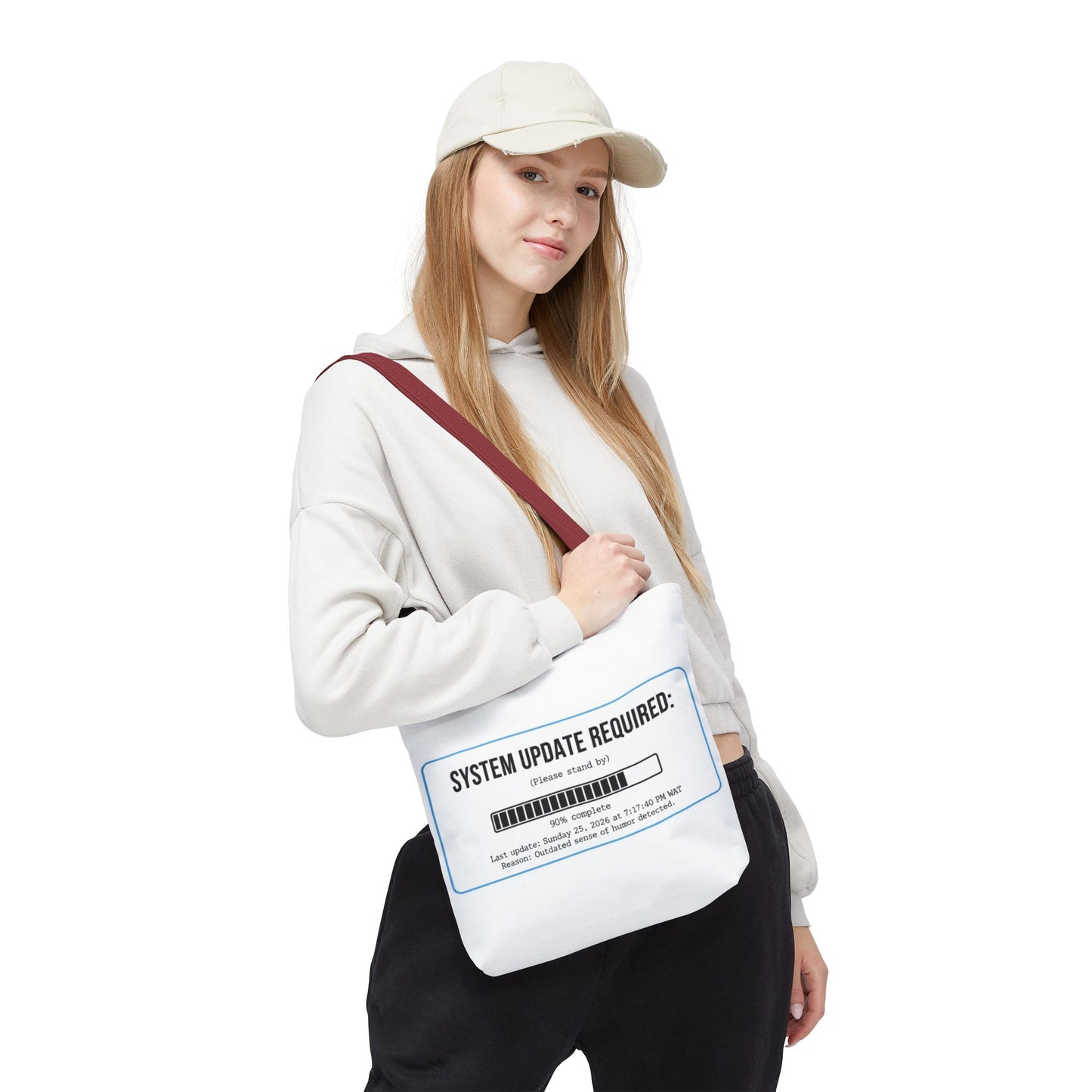 System Update Required Tote | Funny Tech Humor & Relatable "Outdated Humor" Canvas Bag