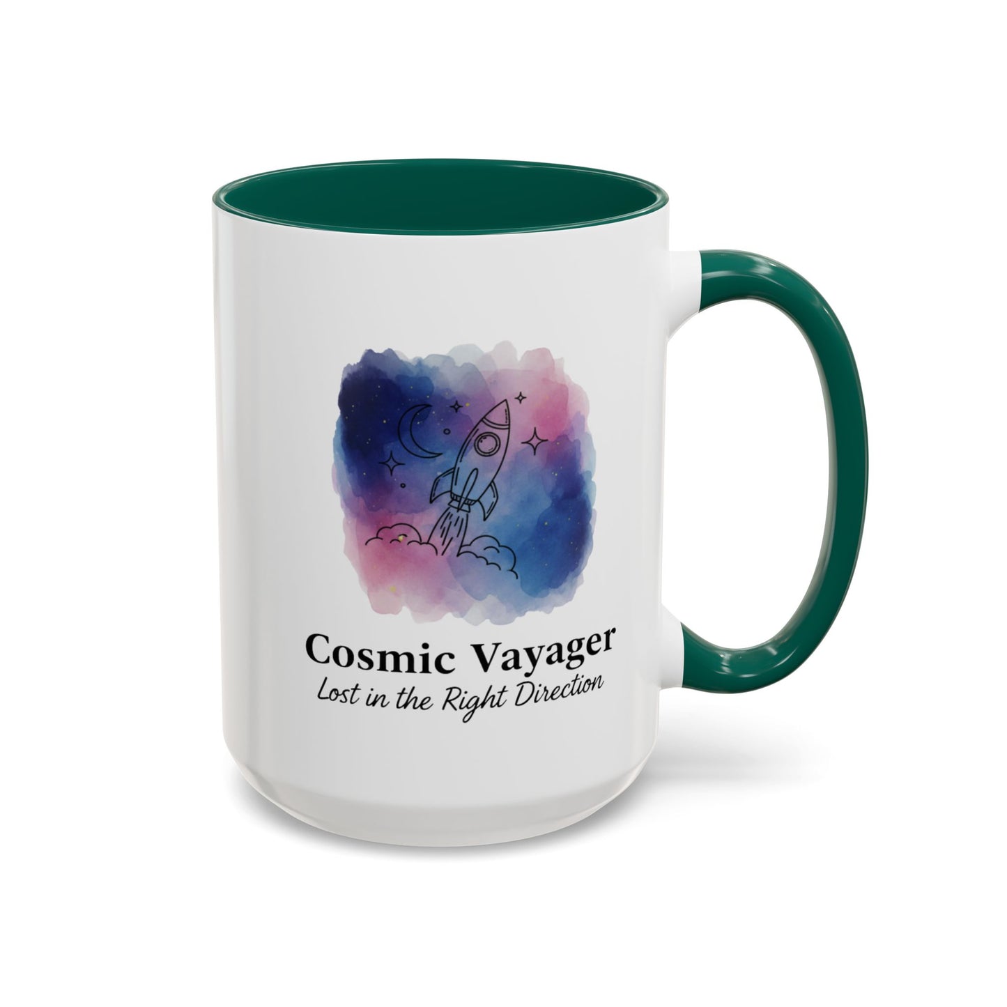 Cosmic Voyager Ceramic Coffee Mug – Space Rocket Art