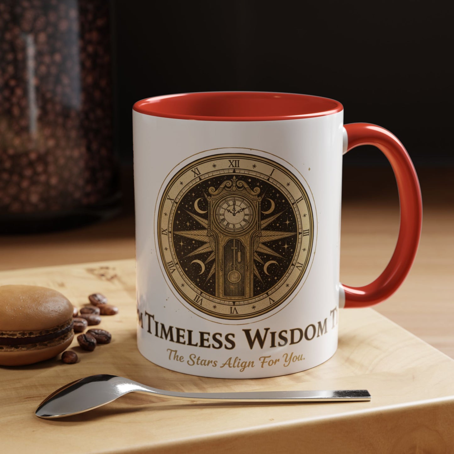 Vintage Celestial Clock Ceramic Coffee Mug | Timeless Wisdom Gift