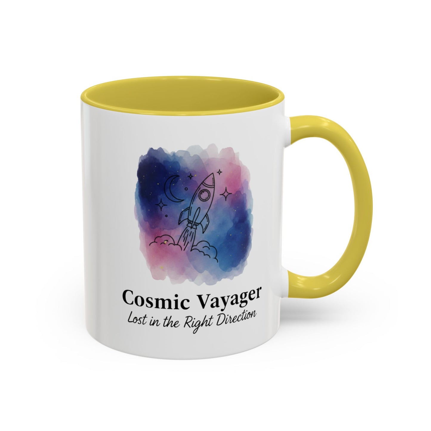Cosmic Voyager Ceramic Coffee Mug – Space Rocket Art