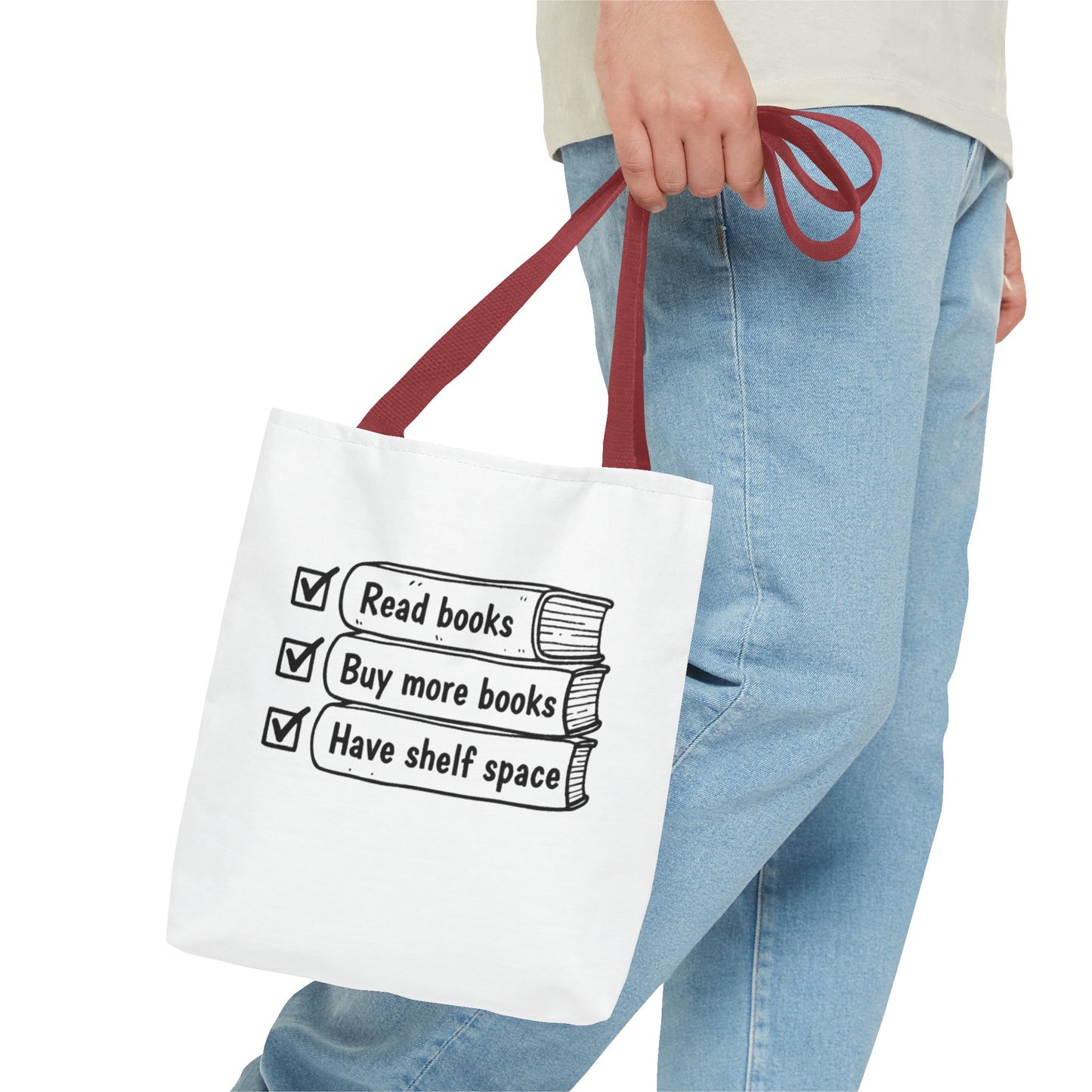 Booklover Tote Bag — "Read books, Buy more books, Have shelf space"