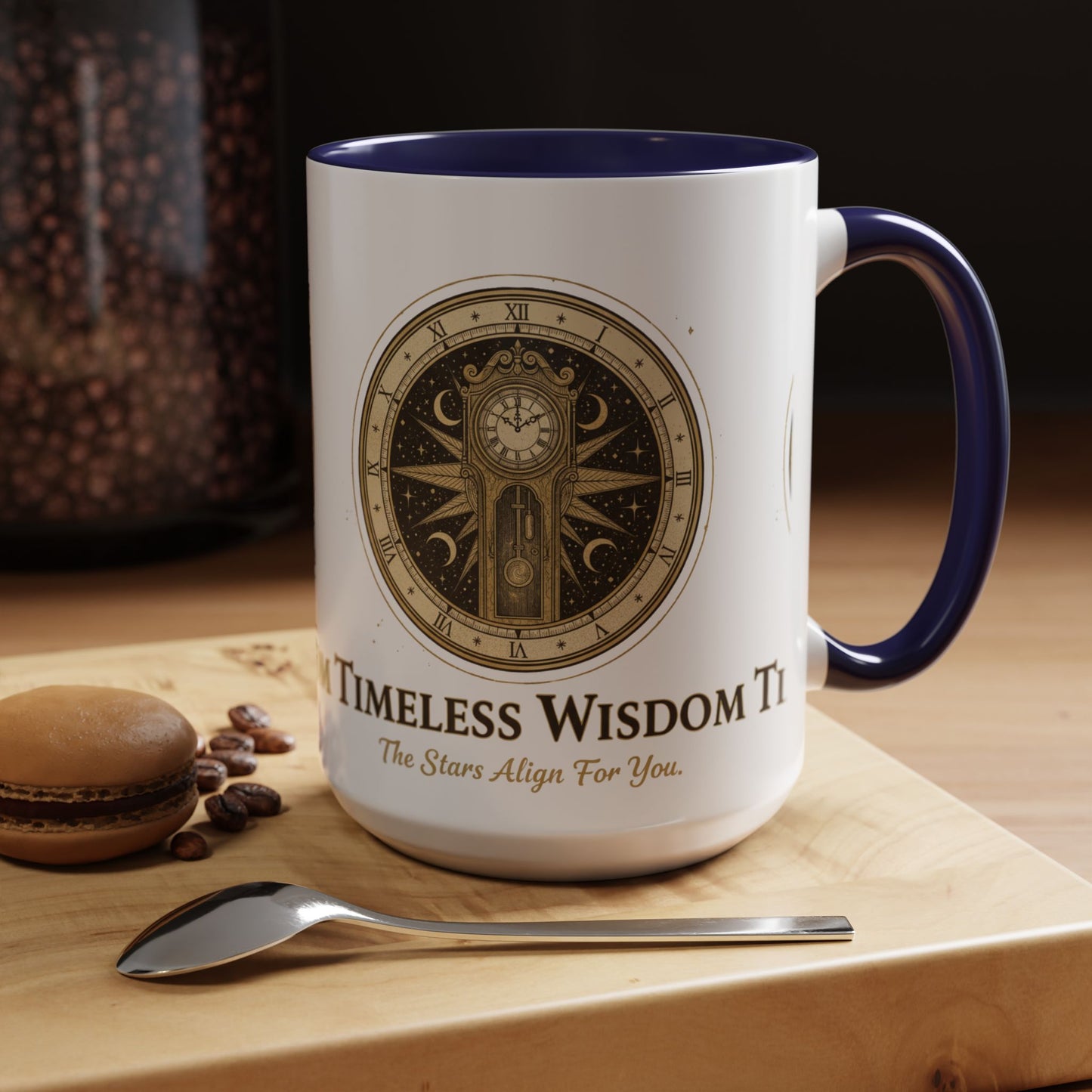 Vintage Celestial Clock Ceramic Coffee Mug | Timeless Wisdom Gift