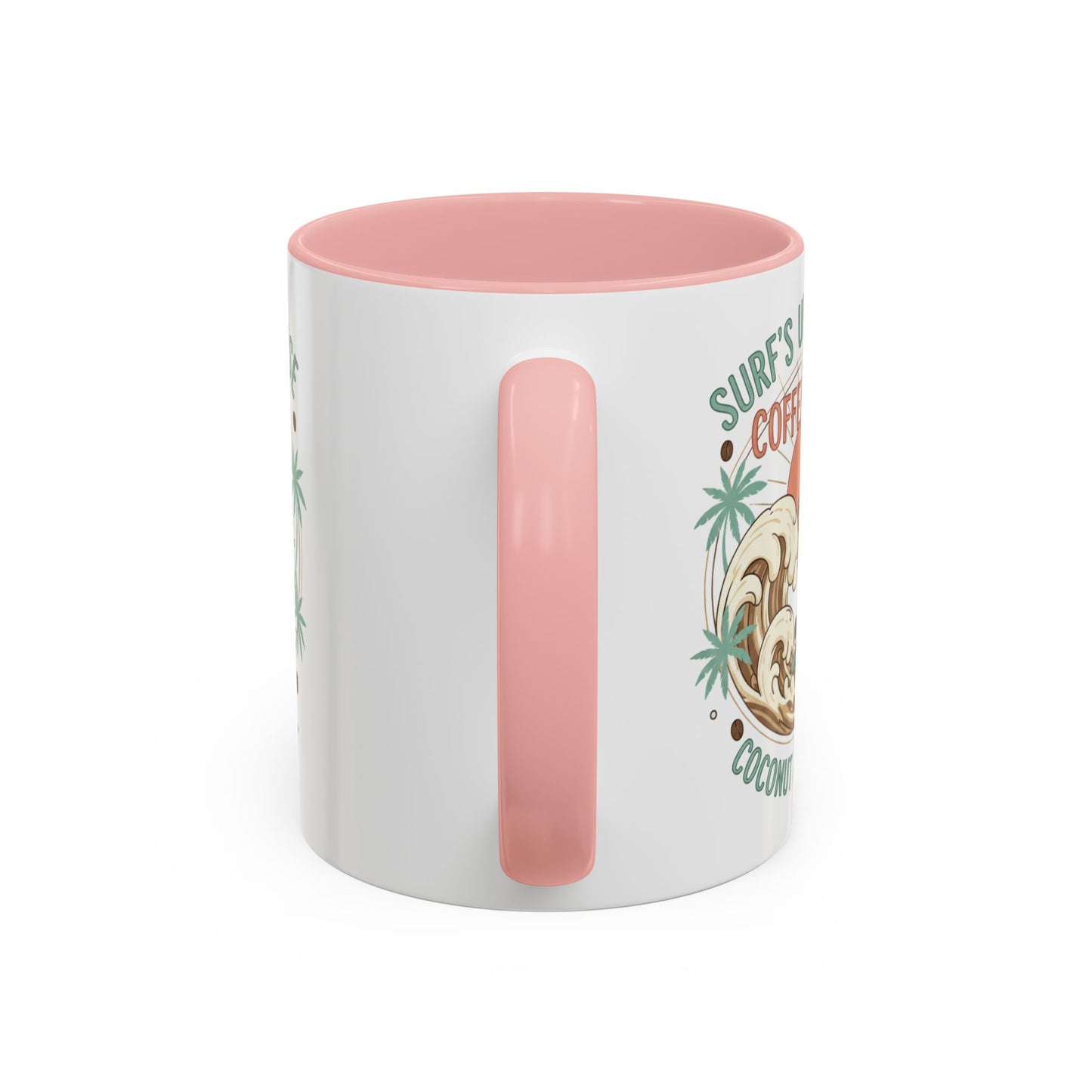 Coffee Mug “Surf’s Up Sunrise: Coconut & Caffeine” Tropical Surf Monkey Accent Mug