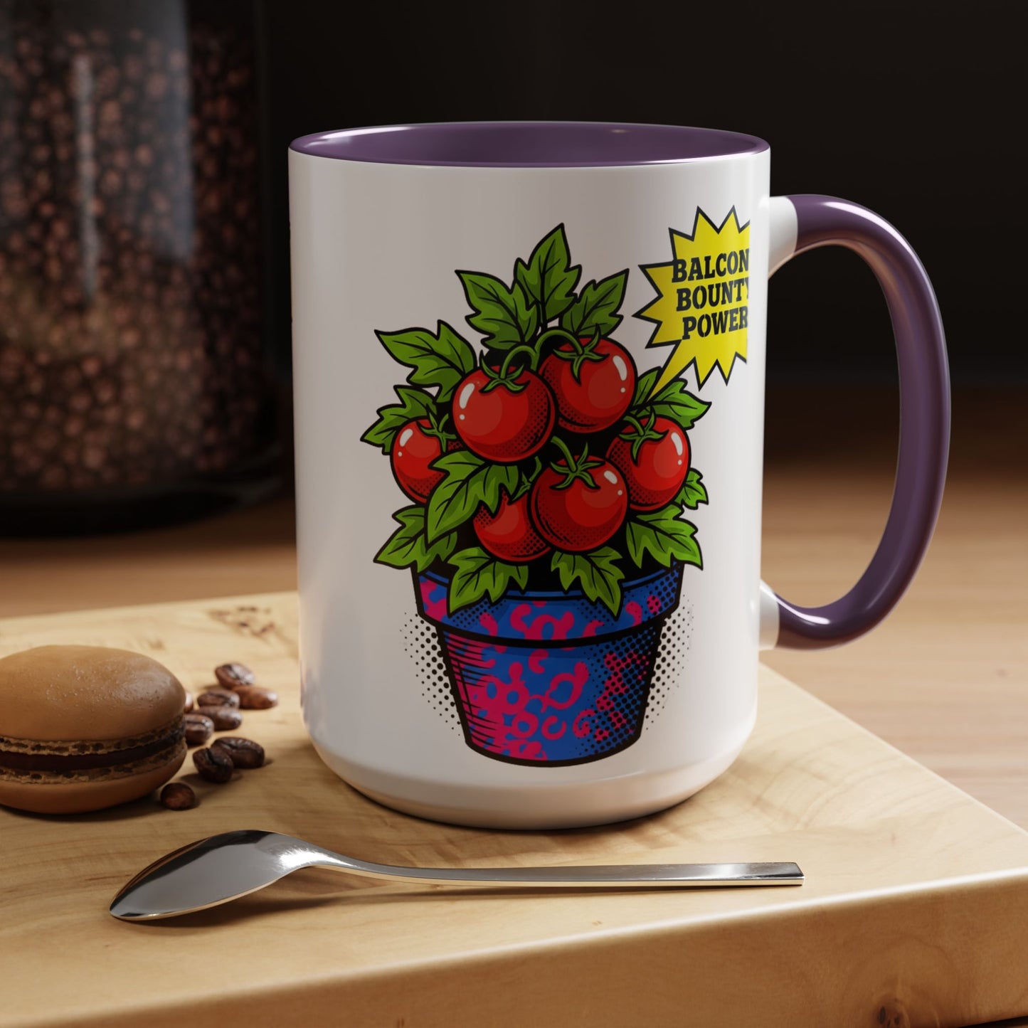 “Balcony Bounty Power!” Coffee Mug – Tomato Plant Garden Accent Mug