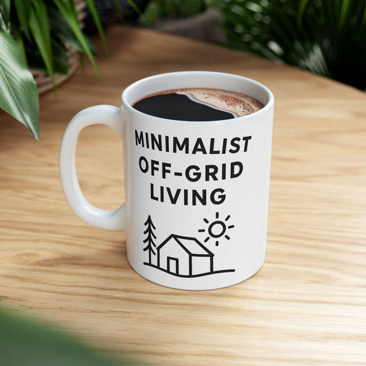 Minimalist Camper Coffee Mug “Minimalist Way of Living” Ceramic Accent Mug
