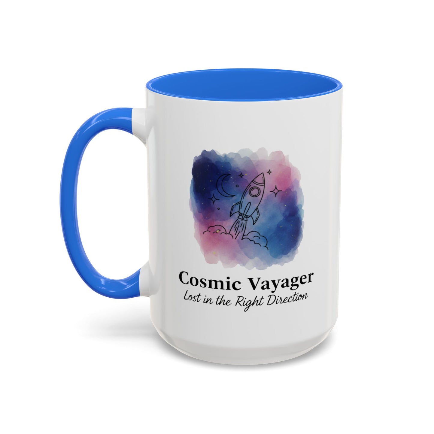 Cosmic Voyager Ceramic Coffee Mug – Space Rocket Art