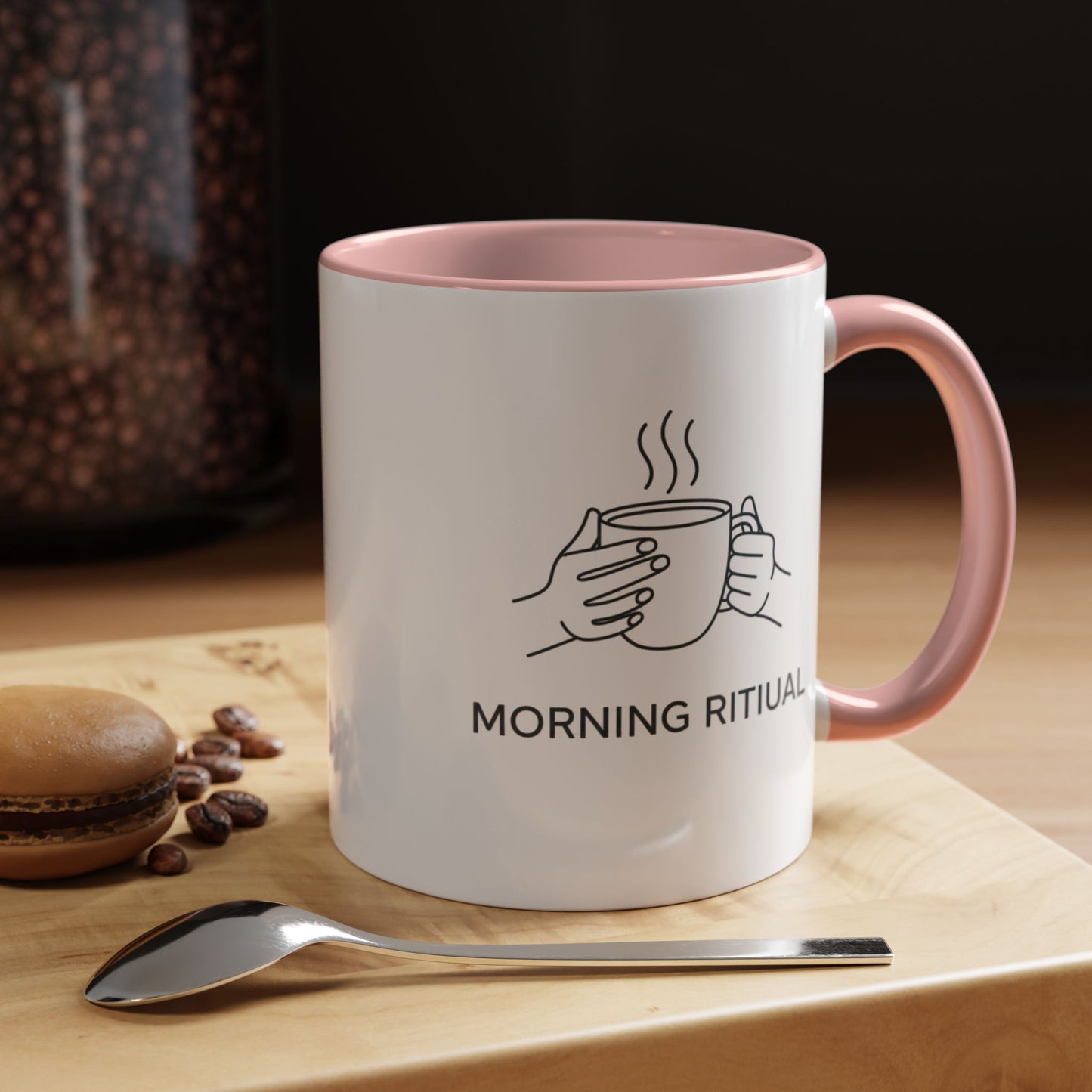 “Morning Ritual” Ceramic Coffee Mug, 11oz Accent Cup