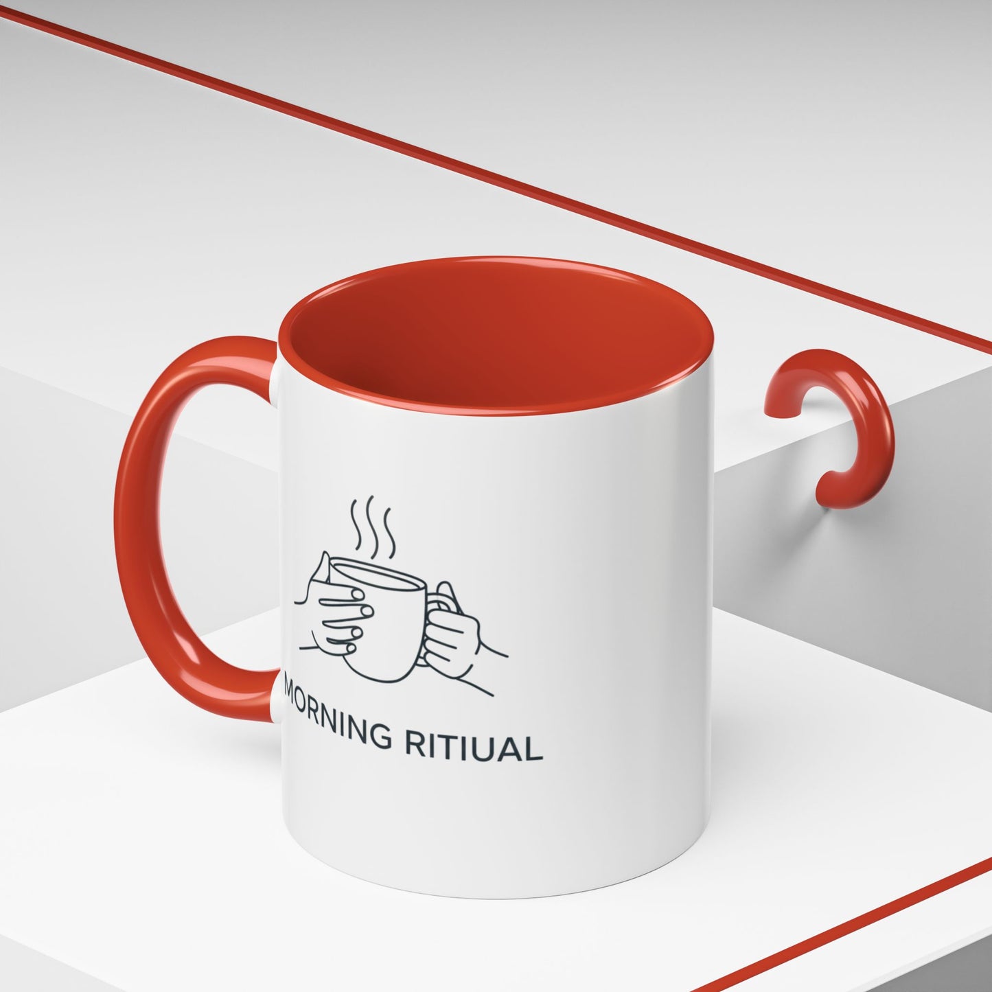 “Morning Ritual” Ceramic Coffee Mug, 11oz Accent Cup