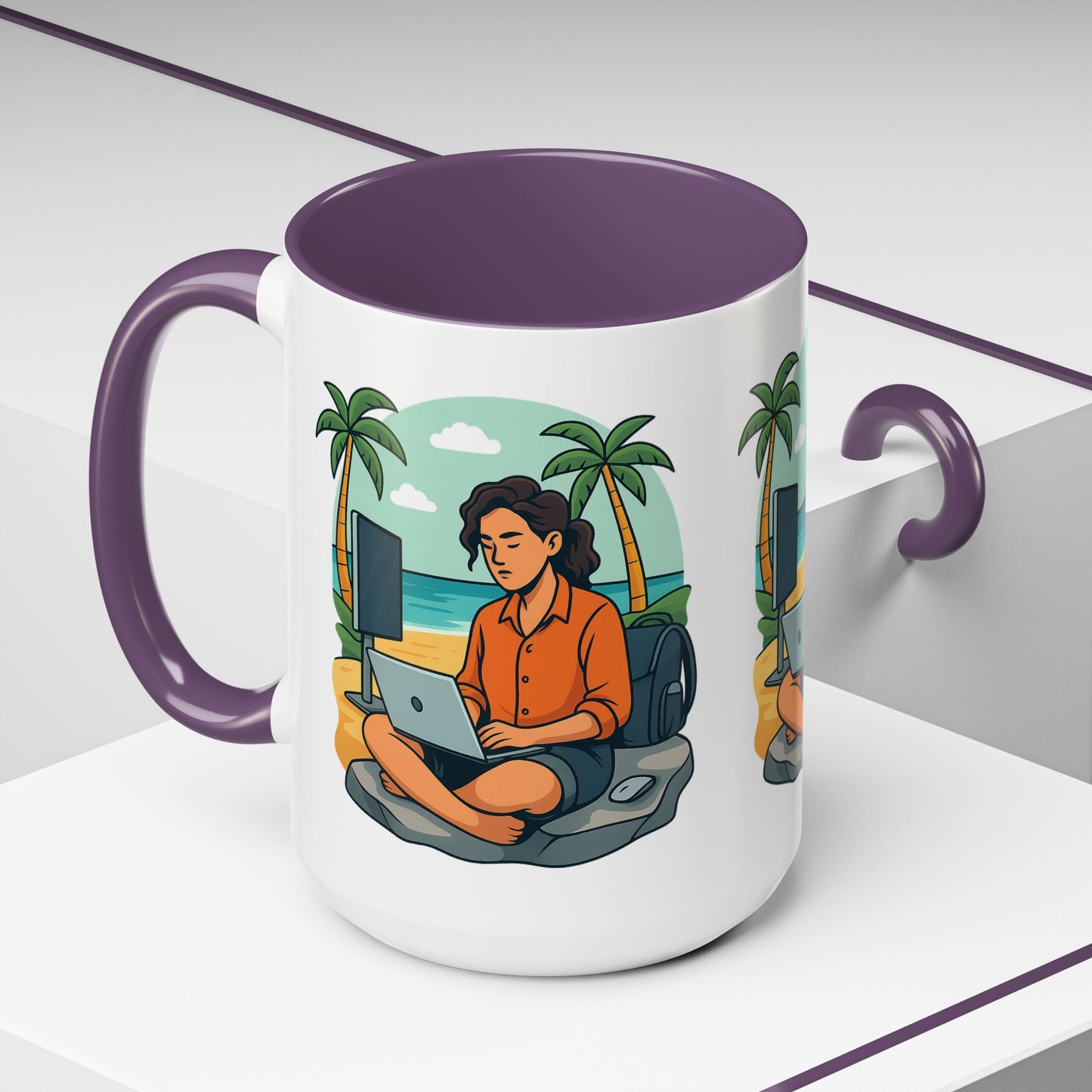 “Be Beautiful” Black-Trim Ceramic Coffee Mug