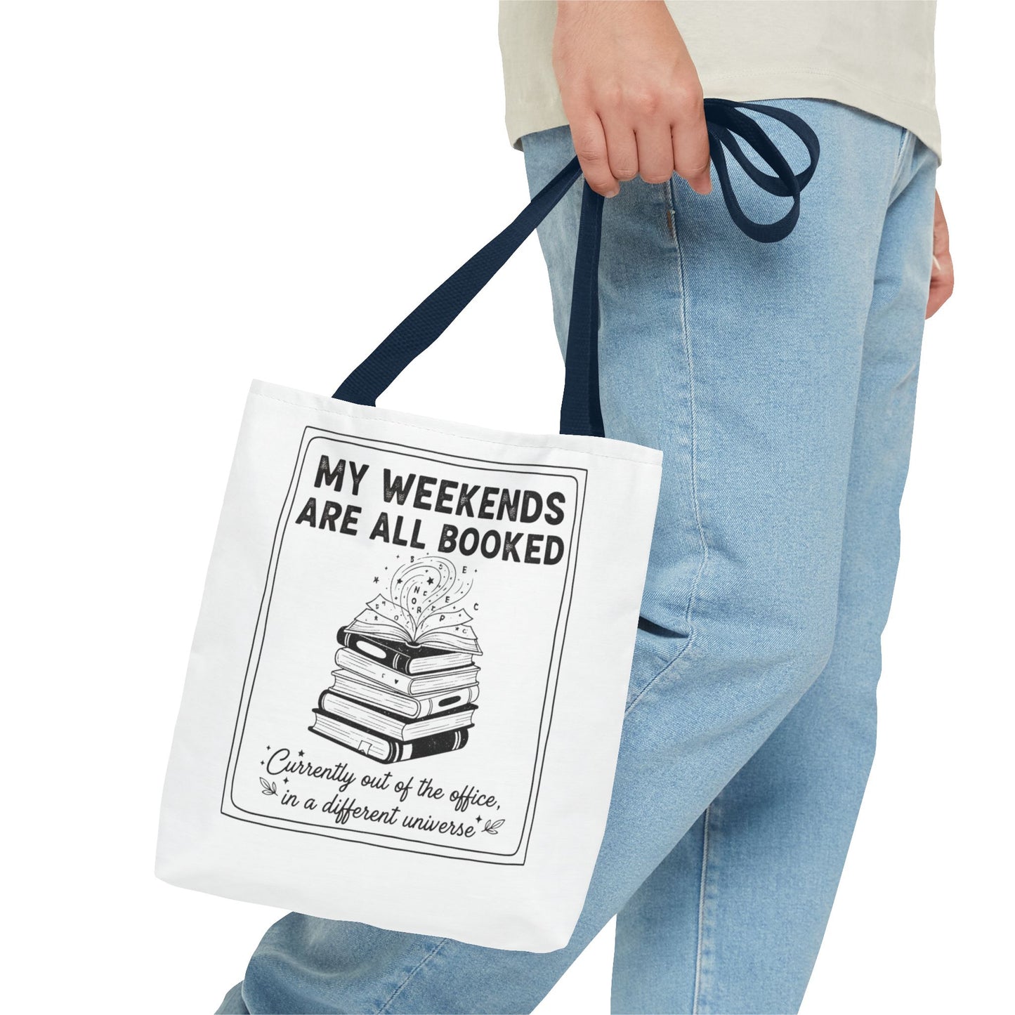 My Weekends Are All Booked Tote Bag | Funny Book Lover Gift | Bibliophile Aesthetic Canvas Bag | Literary Out of Office Tote