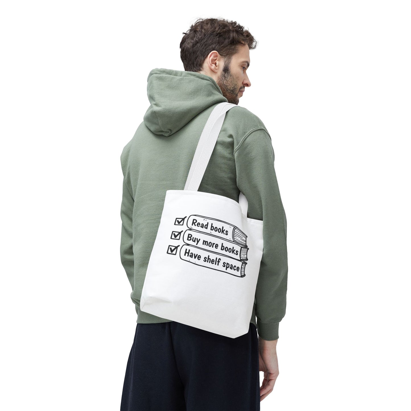 Booklover Tote Bag — "Read books, Buy more books, Have shelf space"
