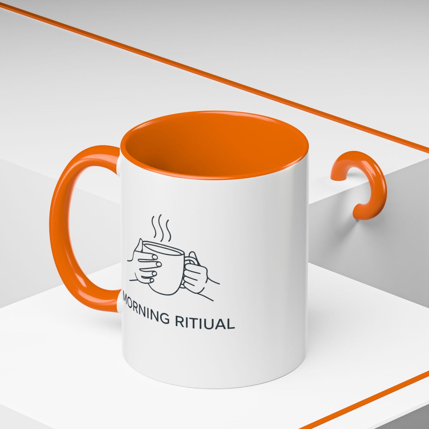 “Morning Ritual” Ceramic Coffee Mug, 11oz Accent Cup