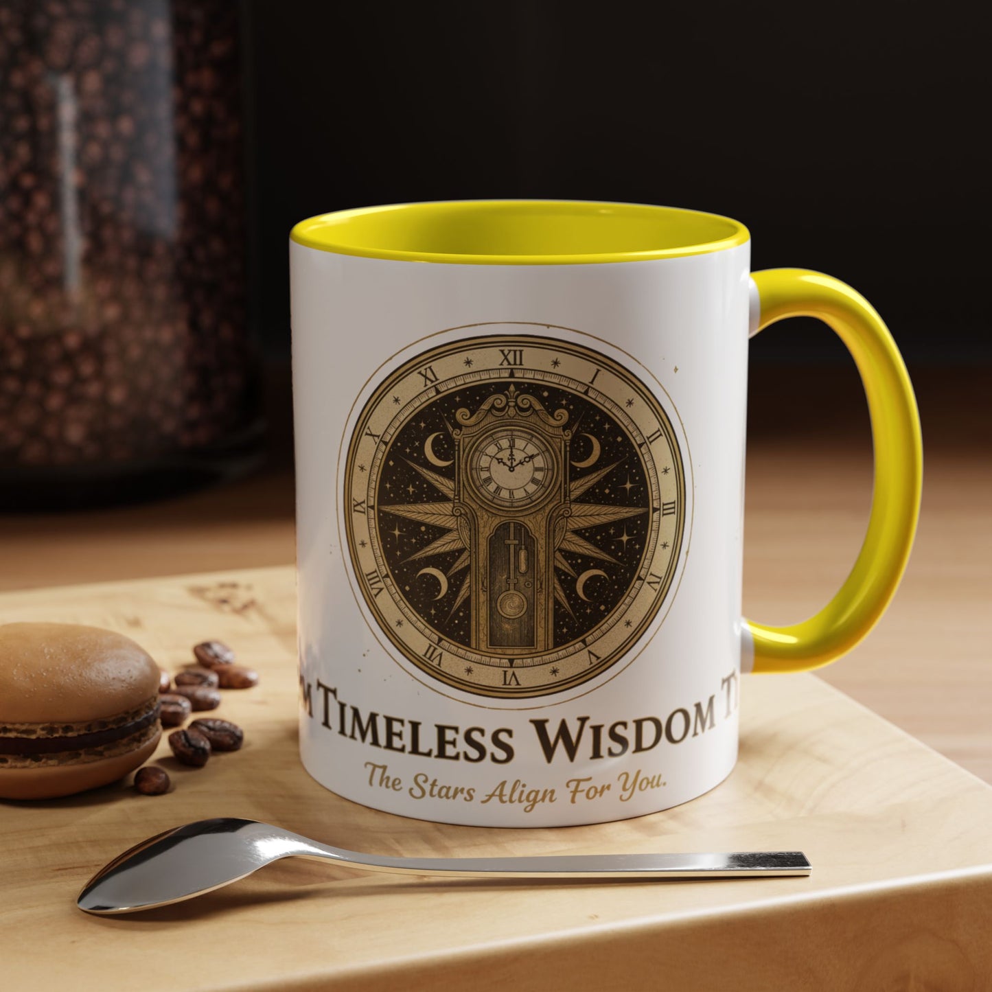 Vintage Celestial Clock Ceramic Coffee Mug | Timeless Wisdom Gift