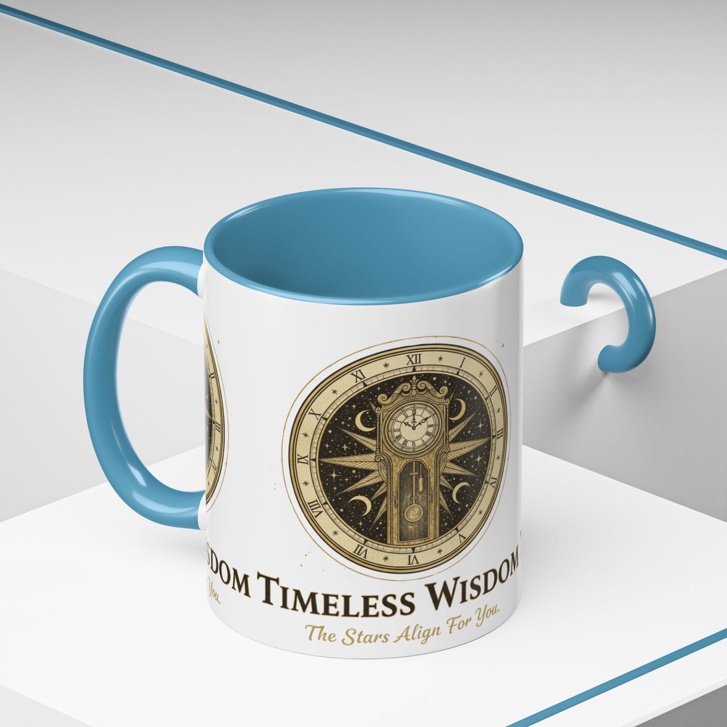 Vintage Celestial Clock Ceramic Coffee Mug | Timeless Wisdom Gift