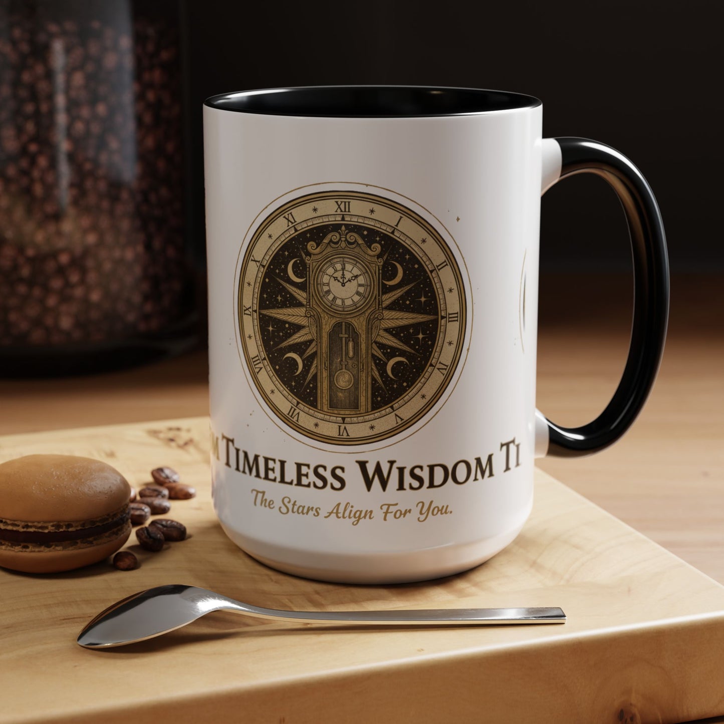 Vintage Celestial Clock Ceramic Coffee Mug | Timeless Wisdom Gift