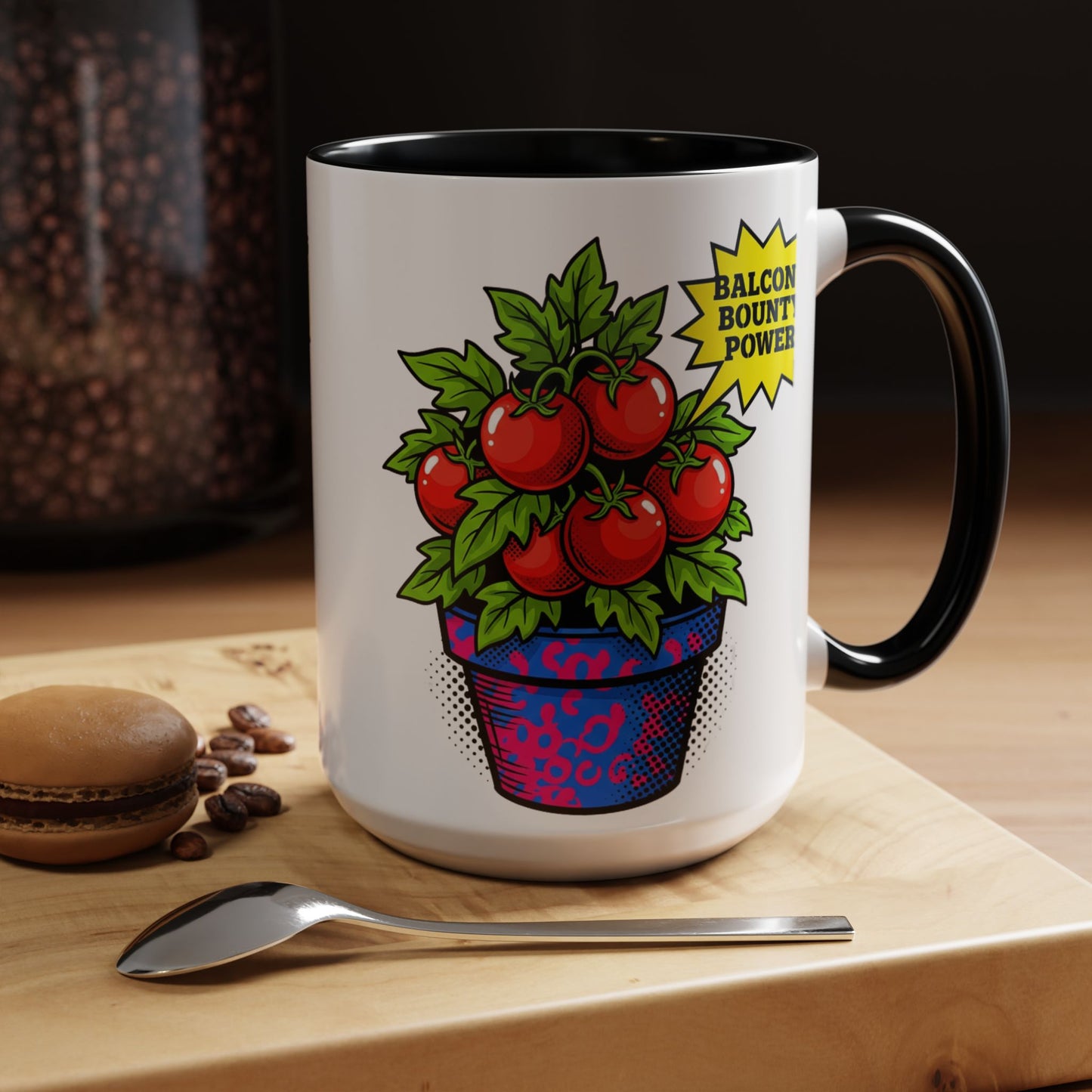 “Balcony Bounty Power!” Coffee Mug – Tomato Plant Garden Accent Mug
