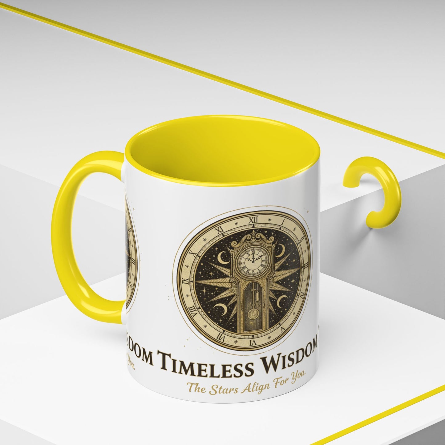 Vintage Celestial Clock Ceramic Coffee Mug | Timeless Wisdom Gift