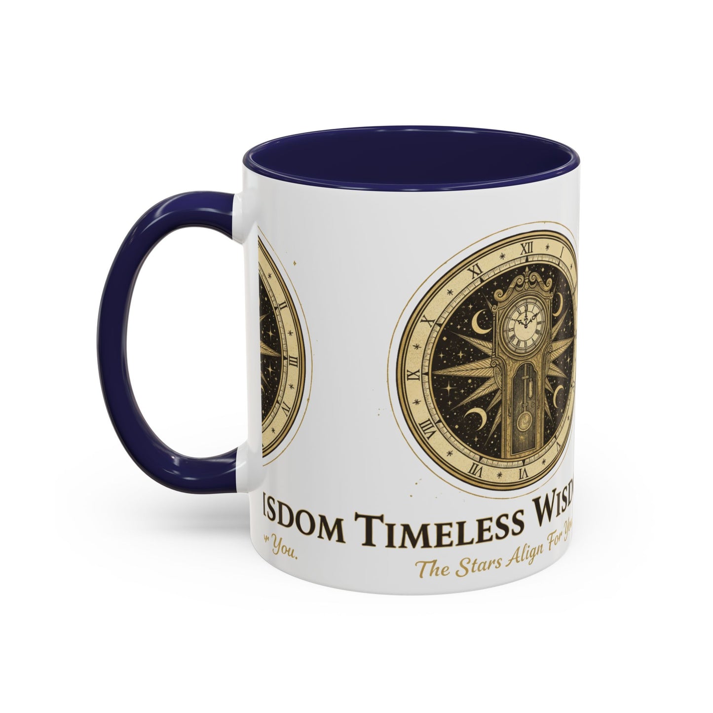 Vintage Celestial Clock Ceramic Coffee Mug | Timeless Wisdom Gift