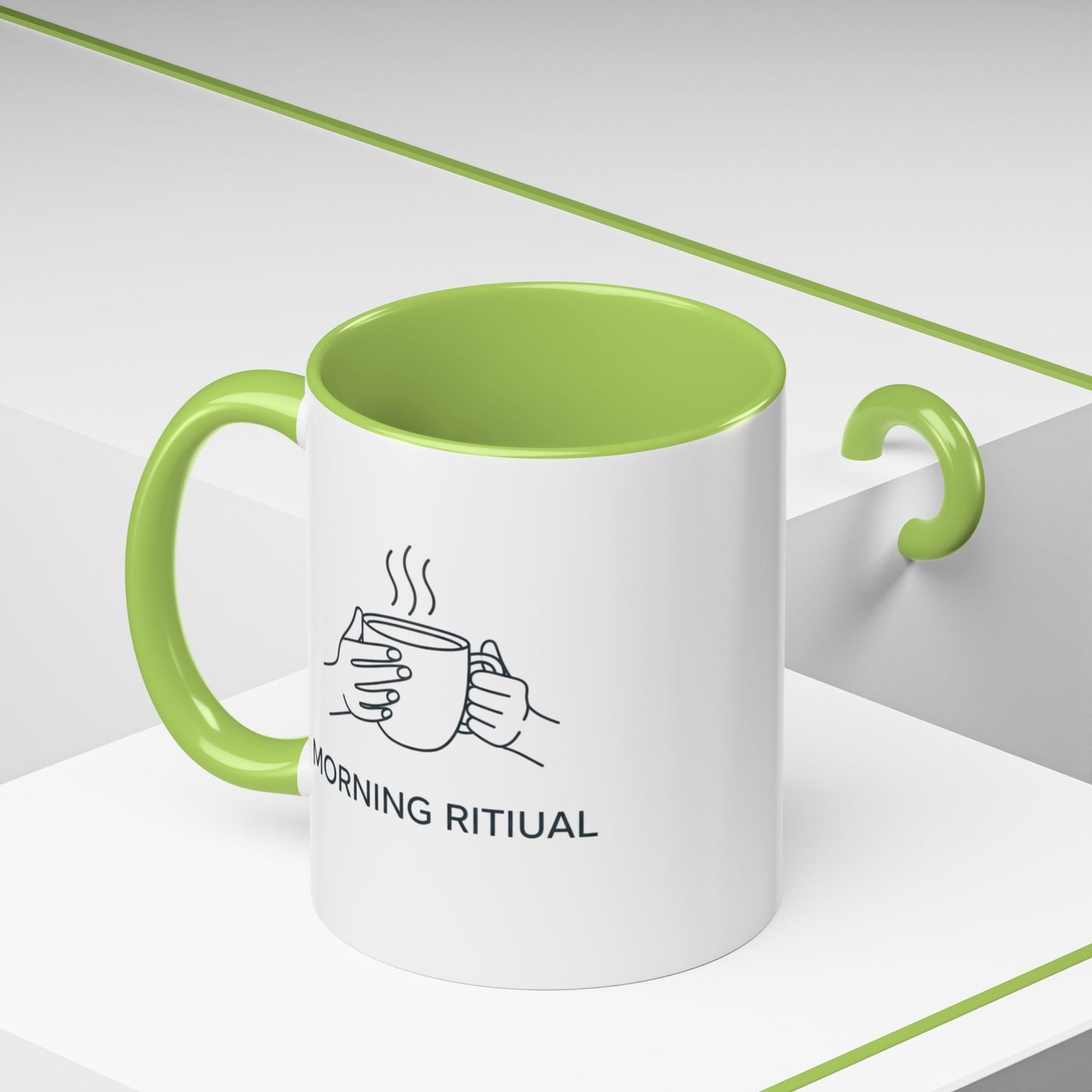 “Morning Ritual” Ceramic Coffee Mug, 11oz Accent Cup