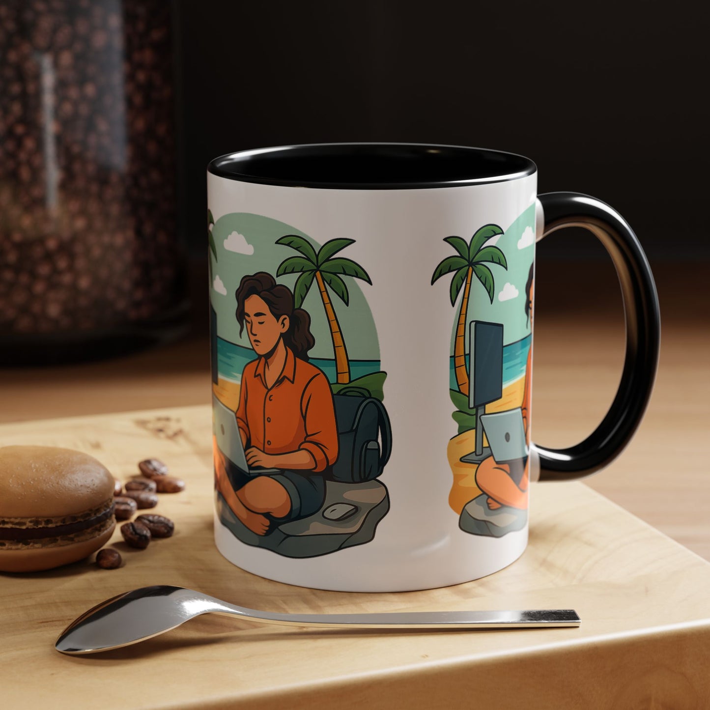 “Be Beautiful” Black-Trim Ceramic Coffee Mug