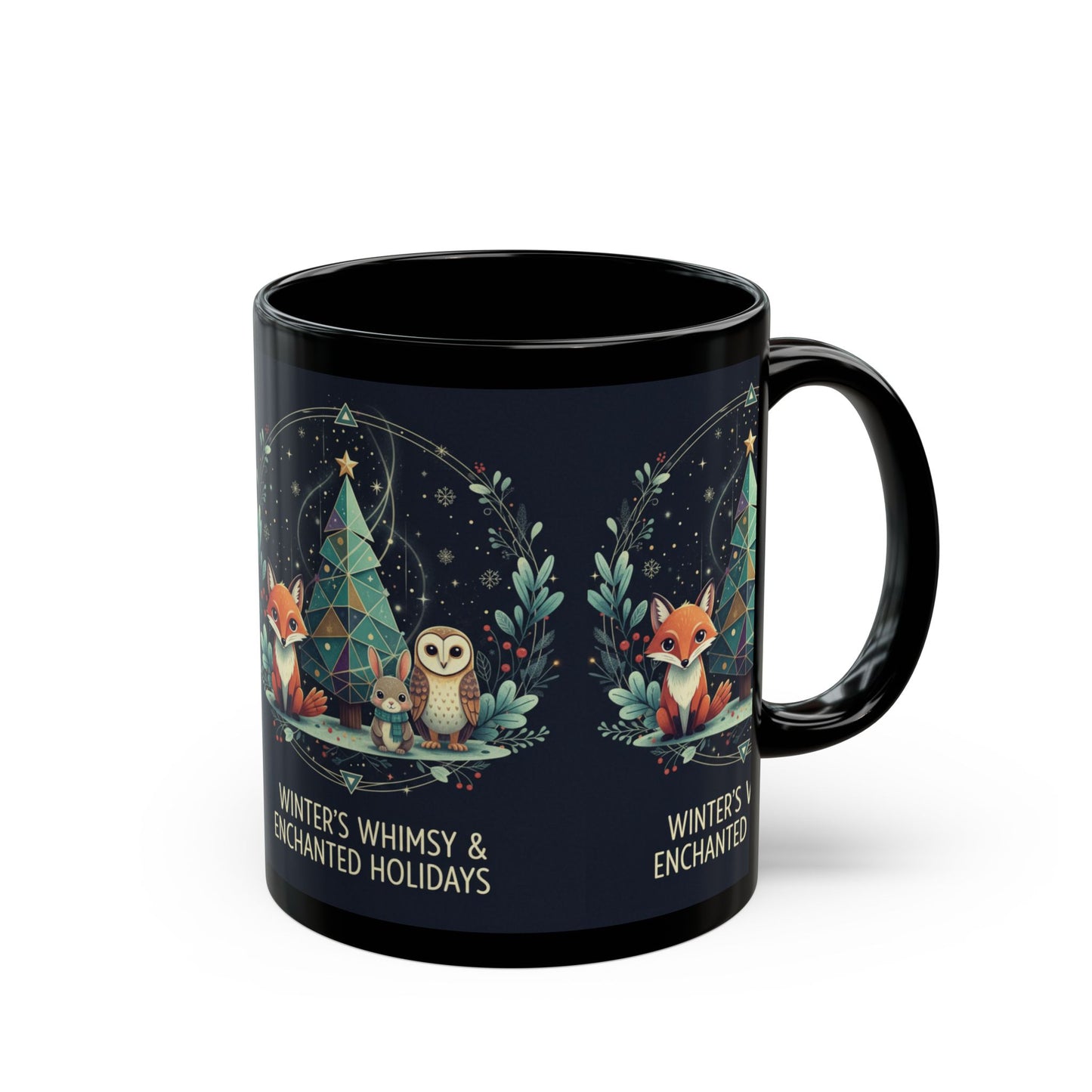 Enchanted Winter Fox & Owl Holiday Mug 'Winter's Whimsy & Enchanted Holidays'